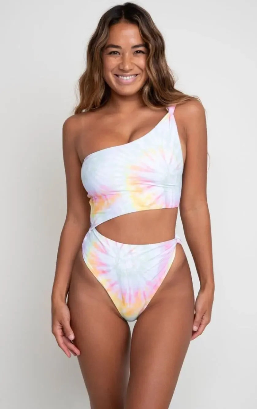 NWT Skatie Nicole Tie Dye Cut Out One Piece Swimsuit Large